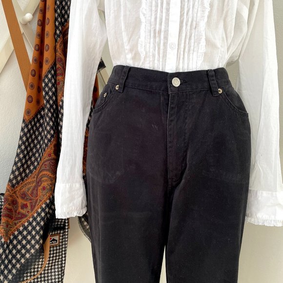 Lauren Slacks Black Cotton Straight Leg Sz 12 - Picture 2 of 11
